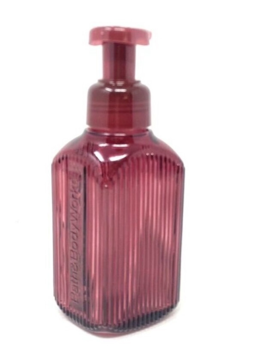 Bath & Body Works Maroon Vertical Lines Foaming Hand Soap Dispenser Glass - Picture 3 of 7